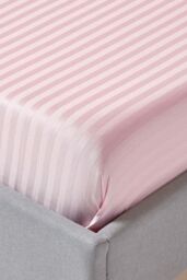 Homescapes Egyptian Cotton Satin Stripe Flat Sheet 330 Thread Count in Pink - Size: King Flat - thumbnail 2