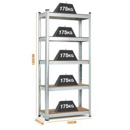 EONLION Galvanised 5 TIER GARAGE SHELVES SHELVING UNIT RACKING in Silver - Size: 1000mm × 3000mm - thumbnail 2