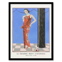 Artery8 George Barbier Framed Wall Art Blue Room of Arthenice Vintage Fashion - Size: A4 - thumbnail 1