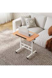 Living and Home Height Adjustable Tiltable Mobile Laptop Desk in Brown - thumbnail 3