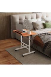 Living and Home Height Adjustable Tiltable Mobile Laptop Desk in Brown - thumbnail 4