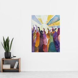 "Artery8 Religious Choir Praise Stained Glass Watercolour Wall Art Print - Size: W12"" x H16""" - thumbnail 4