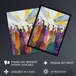 "Artery8 Religious Choir Praise Stained Glass Watercolour Wall Art Print - Size: W12"" x H16""" - thumbnail 2
