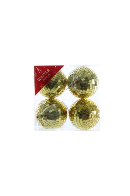 KDMD Gold Disco Ball Baubles 10cm 4 Pack - image 1