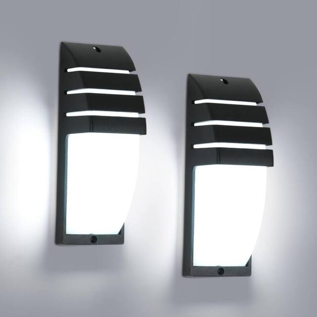 Goeco 2 Pack Indoor/Outdoor LED Wall Light, IP65 Waterproof, 12 W, 6500 K in Black
