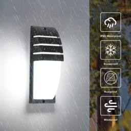 Goeco 2 Pack Indoor/Outdoor LED Wall Light, IP65 Waterproof, 12 W, 6500 K in Black - thumbnail 2