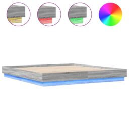 Berkfield Home Bed Frame with LED without Mattress Grey Sonoma 180x200 cm Super King - thumbnail 2