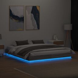 Berkfield Home Bed Frame with LED without Mattress Grey Sonoma 180x200 cm Super King - thumbnail 4