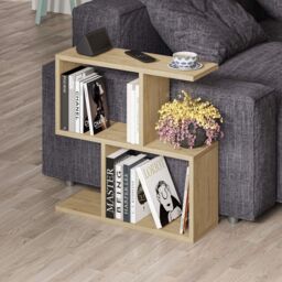 Decortie 'Homemania' Modern 4-Compartment Side Table 60cm - Open Shelf Coffee Table in Natural - Size: 1 Pack - thumbnail 3