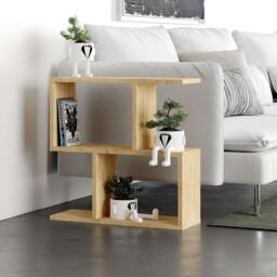 Decortie 'Homemania' Modern 4-Compartment Side Table 60cm - Open Shelf Coffee Table in Natural - Size: 1 Pack