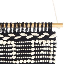 Wyld and Coco Handwoven Beige Cotton Wall Hanging Tassels Geometric Boho Decor - thumbnail 5