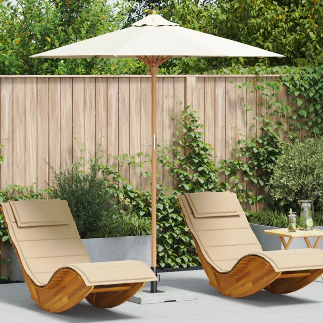 Berkfield Home Garden Parasol Cream White 217x230 cm Bamboo - image 1