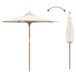 Berkfield Home Garden Parasol Cream White 217x230 cm Bamboo - thumbnail 6