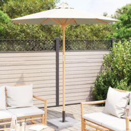 Berkfield Home Garden Parasol Cream White 217x230 cm Bamboo - thumbnail 3