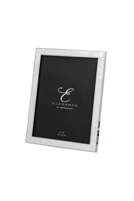 "ELEGANCE Nickel & Mother of Pearl Frame Gift Box 6"" x 8"" in Silver" - image 1