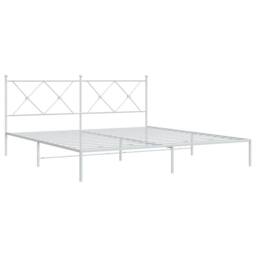 Berkfield Home Metal Bed Frame without Mattress with Headboard White 183x213cm - Size: 183x213 cm - thumbnail 3