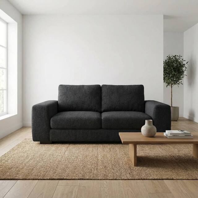 Abakus Direct Boston 3 Seater Sofa Basket Weave in Black - image 1