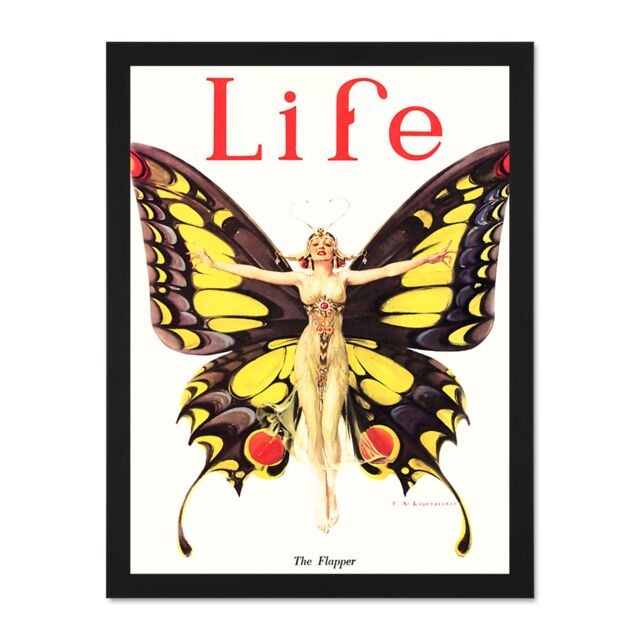 "Artery8 Wall Art Print Magazine 1922 Life Butterfly Dancer Art Large Framed Wall Décor Art in White - Size: W18"" x H24""" - image 1