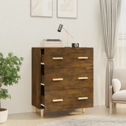 Berkfield Home Sideboard Smoked Oak 70x34x90 cm Engineered Wood in Brown - Size: 70 x 34 x 90 cm - thumbnail 6