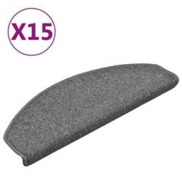 Berkfield Home Comfortable Carpet Stair Treads 15 pcs Dark Grey 65x24x4 cm - Size: Medium - thumbnail 3