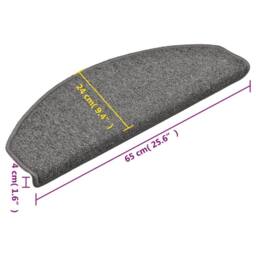 Berkfield Home Comfortable Carpet Stair Treads 15 pcs Dark Grey 65x24x4 cm - Size: Medium - thumbnail 8