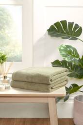 Rapport Home Eden Weave Pure Cotton Face, Hand, Bath Towel & Bath Sheet Set in Green