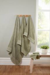 Rapport Home Eden Weave Pure Cotton Face, Hand, Bath Towel & Bath Sheet Set in Green - thumbnail 3