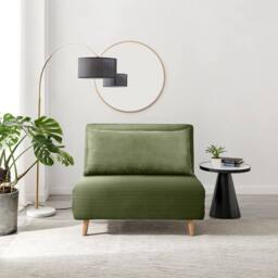 FurnitureboxUK Bobby Green Jumbo Corduroy Single Folding Sofa Bed Chair - thumbnail 2