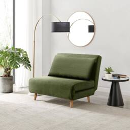 FurnitureboxUK Bobby Green Jumbo Corduroy Single Folding Sofa Bed Chair - thumbnail 1