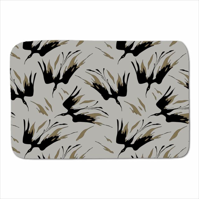 Warren Reed - Designer Black & Gold Fire Bird Silhouettes Sherpa Blanket in Grey - Size: Large - image 1