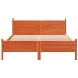 Berkfield Home Bed Frame without Mattress Wax Brown 120x190 cm Small Double Solid Wood Pine - thumbnail 4