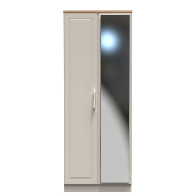 Ready Assembled 2 U Norfolk Tall 2 Door Mirrored Wardrobe (Ready Assembled) in Taupe - image 1
