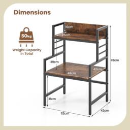 Gymax 3-Tier Microwave Stand Kitchen Countertop Spice Rack Printer Stand in Brown - thumbnail 2