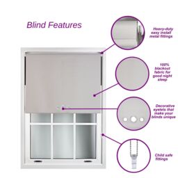 Furnished Green Blackout Roller Blinds with Triple Round Eyelets & Metal Fittings - Size: 55 cm width x 210 cm drop - thumbnail 2