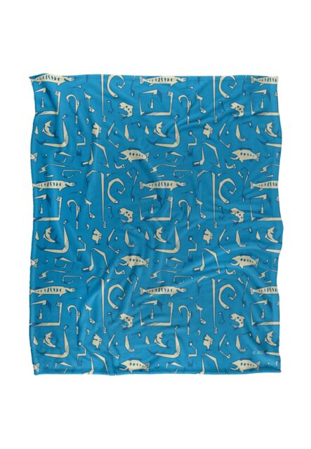 JQ Licensing Jl-Jp Fishing Hooks Silky Touch Super Soft Throw Blanket 152 X 127 cm in White - image 1