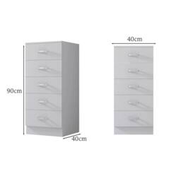SPETLEK 5 Drawer Chest of Drawers Matt White - Size: 0.6m2 - thumbnail 2