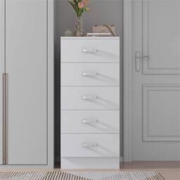 SPETLEK 5 Drawer Chest of Drawers Matt White - Size: 0.6m2