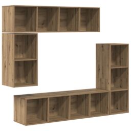 Berkfield Home Wall-mounted with Storage 4 pcs Artisan oak Engineered wood in Brown - thumbnail 2