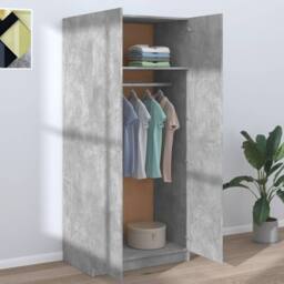 Berkfield Home Wardrobe Concrete Grey 80x52x180 cm Engineered Wood - Size: 80 x 52 x 180 cm - thumbnail 3