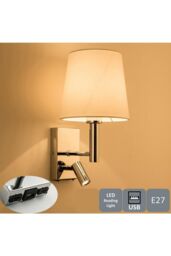 Harper Living Wall Light with switches Adjustable LED Reading Light Cylinder Shade in Silver - thumbnail 3