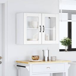Berkfield Home Kitchen Wall Cabinet with Glass Door Lucca White Engineered Wood - thumbnail 3