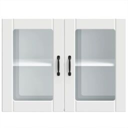 Berkfield Home Kitchen Wall Cabinet with Glass Door Lucca White Engineered Wood - thumbnail 6