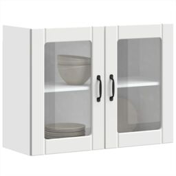 Berkfield Home Kitchen Wall Cabinet with Glass Door Lucca White Engineered Wood - thumbnail 5