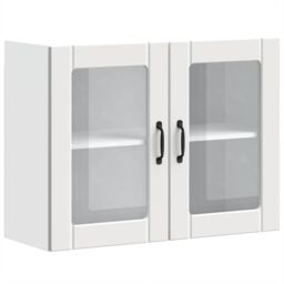 Berkfield Home Kitchen Wall Cabinet with Glass Door Lucca White Engineered Wood - thumbnail 2