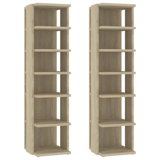 Berkfield Home Shoe Cabinets 2 pcs Sonoma Oak 25x27x102 cm in Light Brown - Size: 25 x 27 x 102 cm - image 1