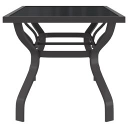 Berkfield Home Garden Table Grey & Black 180x80x70 cm Steel & Glass - Size: 180 x 80 x 70 cm - thumbnail 4