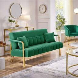 VOGREX Green Velvet Loveseat Deep Cushion - thumbnail 5