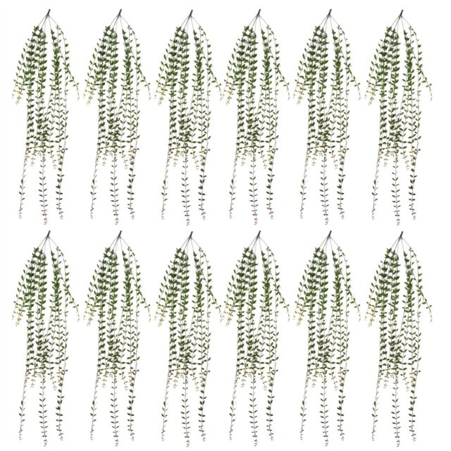 Leaf Pack of 12 x 120cm Artificial Hanging Extra Long String of Pearls in Green - Size: 12 x 120 cm - image 1