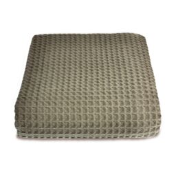 Allure Bath Fashions Luxury Hotel Waffle Throw Blanket Bedspread - 100% Cotton in Khaki - Size: Small