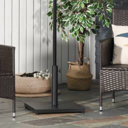 OUTSUNNY 18KG Heavy Duty Steel Square Adjustable Patio Umbrella Base Stand in Black - thumbnail 1
